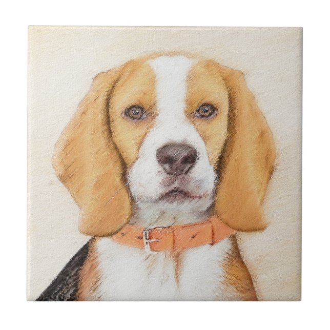 Azulejo Beagle Hound Dog Pintura original de animales (Frente)