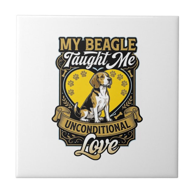 Azulejo Beagle Me Enseñó Amor Incondicional Perro Corazón  (Frente)