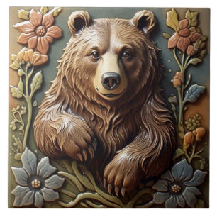 Azulejo Bear - Bellas Artes Y Artesanías Cerámicas