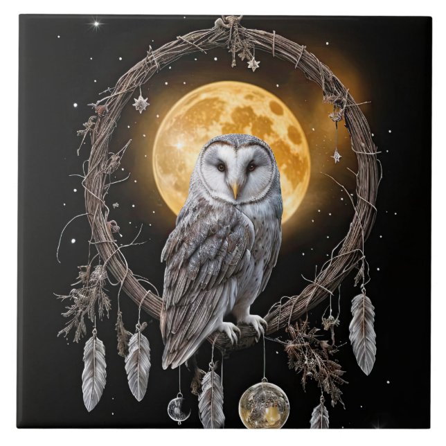 Azulejo Beautiful Bohemian Dreamcatcher Owl (Frente)