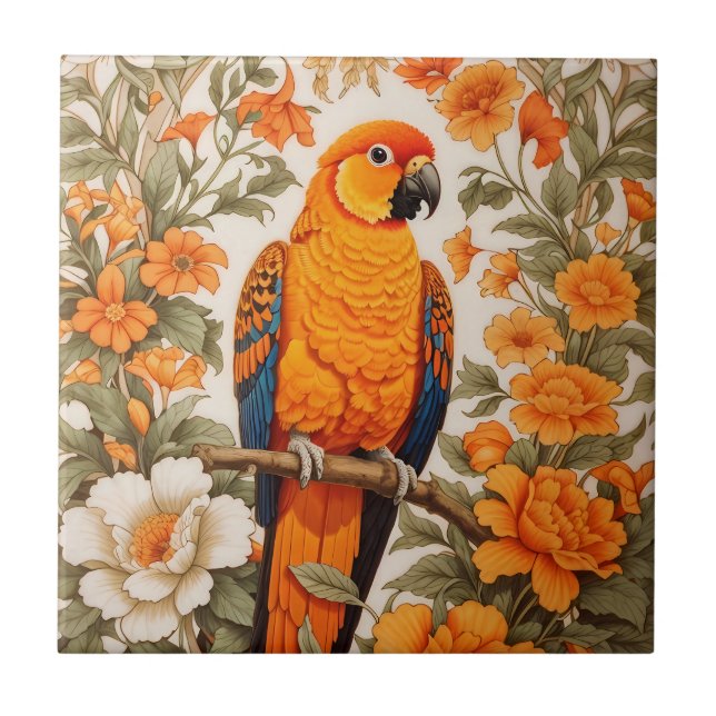 Azulejo Beautiful Sun Conure William Morris Inspired (Frente)