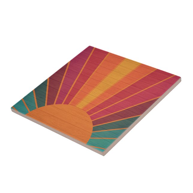 Azulejo Beautiful Sunny Sun Rays Southwestern Folk Art (Lado)