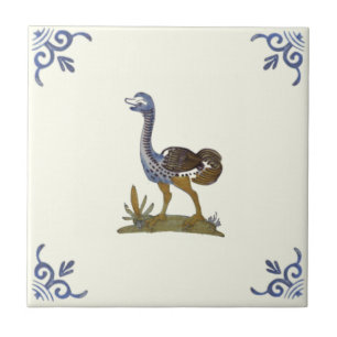 Azulejo Bebé Adorable Ostrich Ave Repro Antigüedad Delft