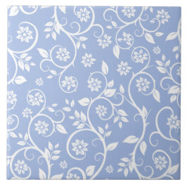 Azulejo Bebé azul y patrón floral blanco