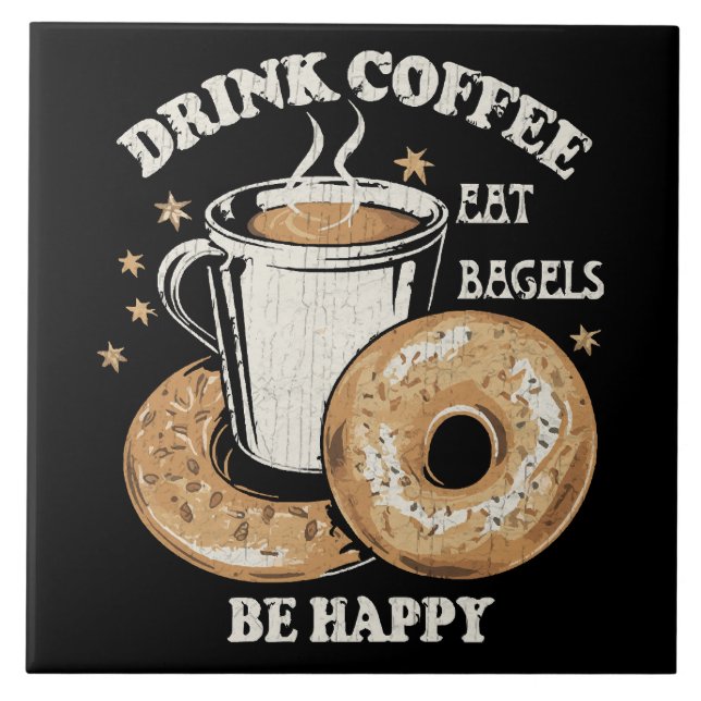Azulejo Bebe Café Come Bagels Sé Feliz (Frente)