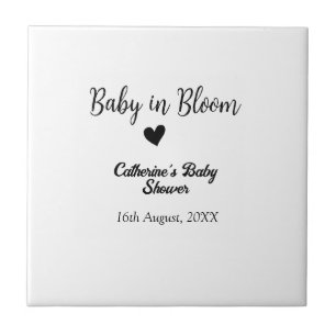 Azulejo Bebé en flor baby shower simple corazón negro fech