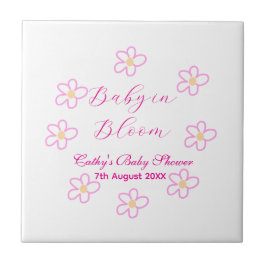 Azulejo Bebé en flor rosa ducha bebé simple elegancia