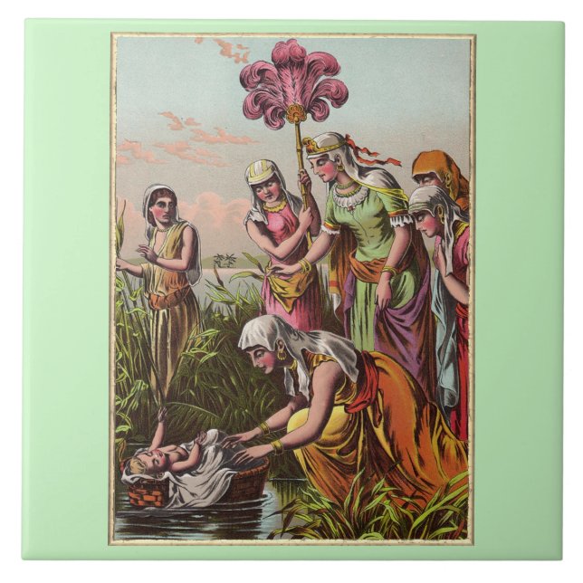 Azulejo Bebé Moisés En Una Cesta (Frente)