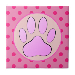 Azulejo Bebé Perro Rosa Papel Polka puntos alrededor del m