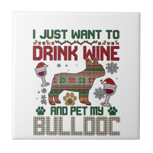 Azulejo Bebe Vino Bulldog Perro Jersey Feo Sombrero de San