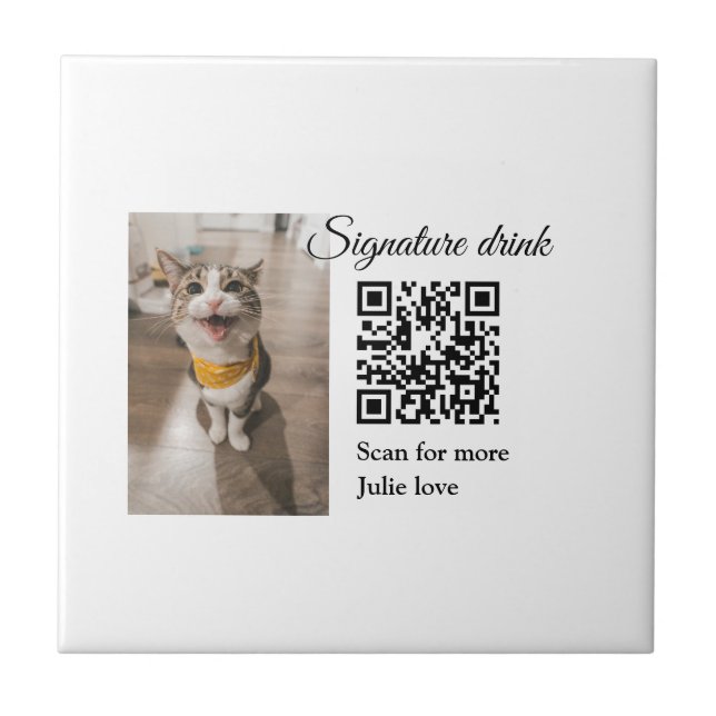 Azulejo Beber firma exploración código QR agregar nombre d (Frente)