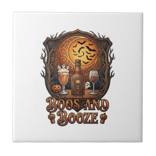 Azulejo Bebida de Boos Halloween Calavera Botella Cerveza 
