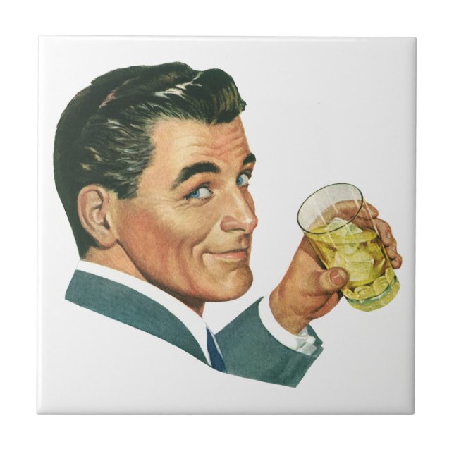 Azulejo Bebidas de Cocktails de época, bebidas de hombre (Frente)