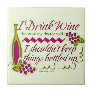 Azulejo Bebo cita divertida del vino