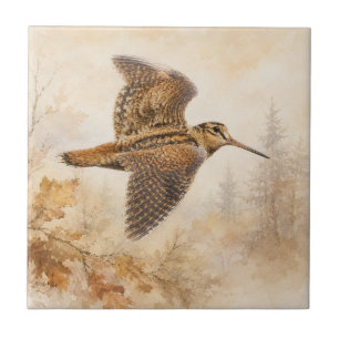 Azulejo Becada en Vuelo, Arte de la Naturaleza del Bosque