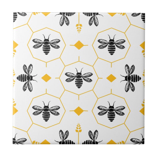 Azulejo Bee Amarillo Cocina Verano Backsplash Cerámica Til (Frente)