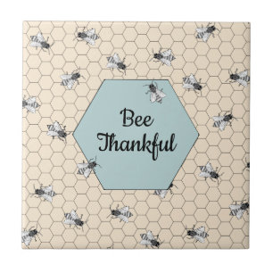 Azulejo Bee Thankful Beehive Cita Turquoise