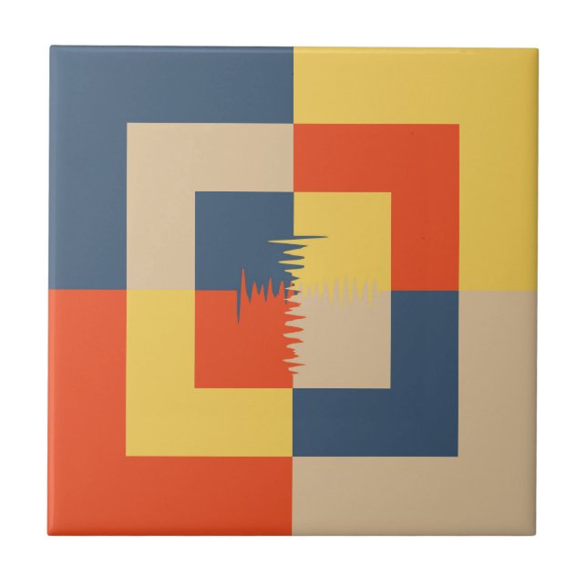 Azulejo Beige rojo amarillo azul (Frente)