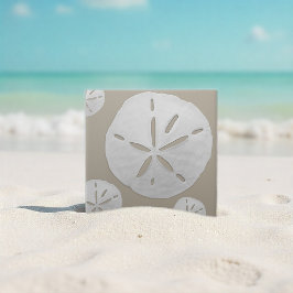 Azulejo Beige & White Tropical Beach Sand Dollar