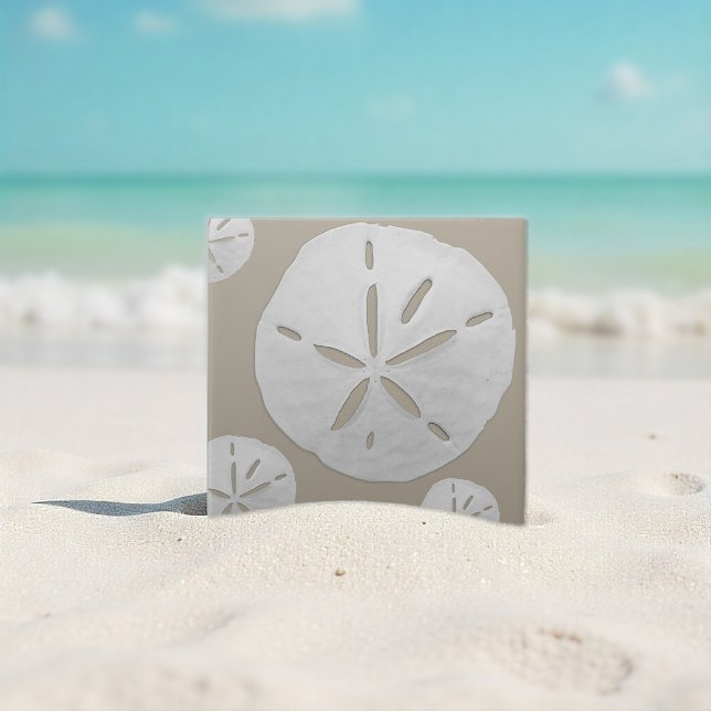 Azulejo Beige & White Tropical Beach Sand Dollar (Subido por el creador)