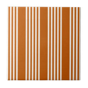 Azulejo Beige y naranja quemado patrón de cinco rayas