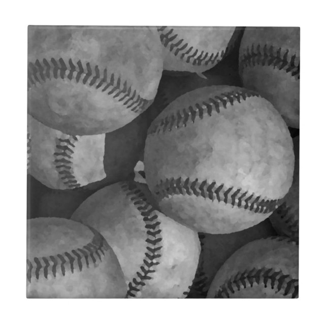 Azulejo Béisbol blanco y negro (Frente)