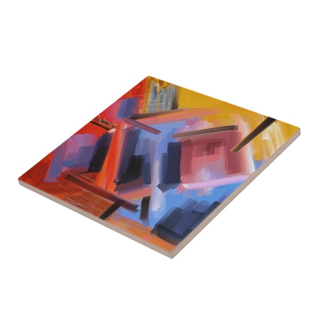 Azulejo Bella Artes contemporáneo rojo negro rosa azul (Lado)