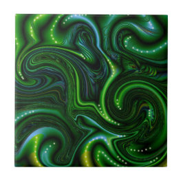 Azulejo Bella Artes de resumen de Green Swirly Spot