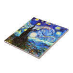Azulejo Bella Artes nocturno Van Gogh Starry<br><div class="desc">Noche estrellada,  buen arte de Vincent van Gogh.</div>