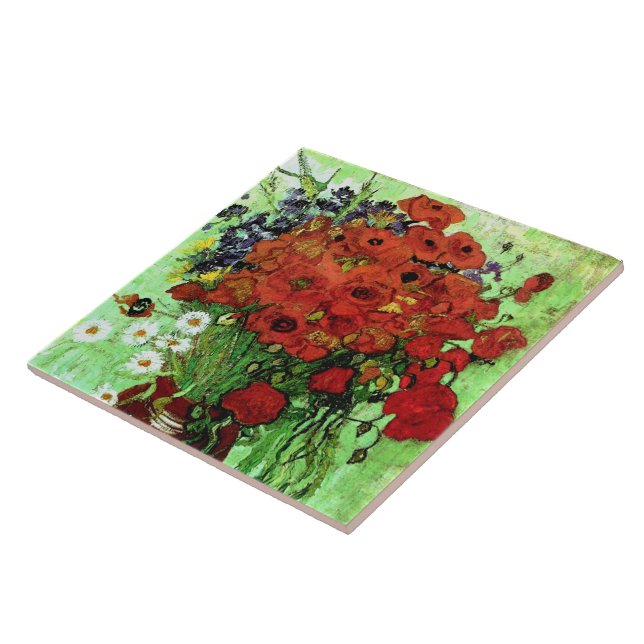 Azulejo Bella Artes Red Poppies & Daisies Van Gogh (Lado)