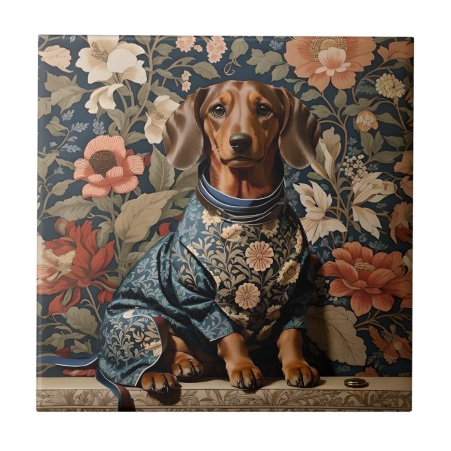 Azulejo Bella Dachshund Brown | Retrato de Dachshund (Frente)