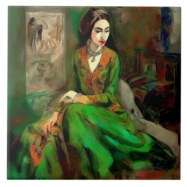 Azulejo Belleza en verde (Frente)