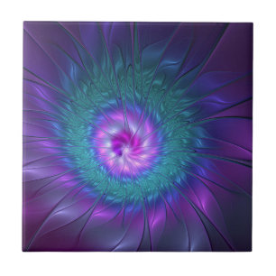 Azulejo Belleza floral abstracta arte fractal colorido flo