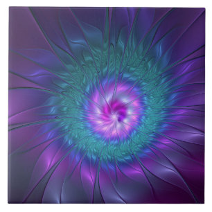 Azulejo Belleza floral abstracta arte fractal colorido Flo