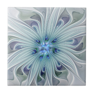 Azulejo Belleza floral Resumen Flor Pastel azul moderno