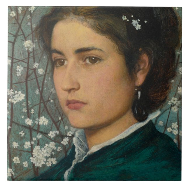 Azulejo Belleza joven (mujer elegante) (retrato femenino) (Frente)