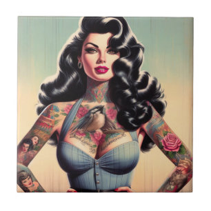 Azulejo Belleza retro Tattooed Pin up