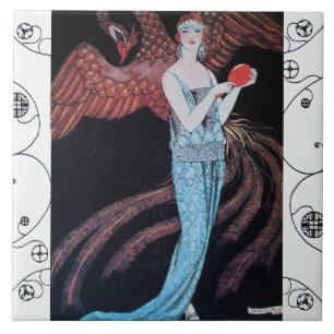 Azulejo BELLEZA Y FÉNIX Arte Deco Moda Mujer