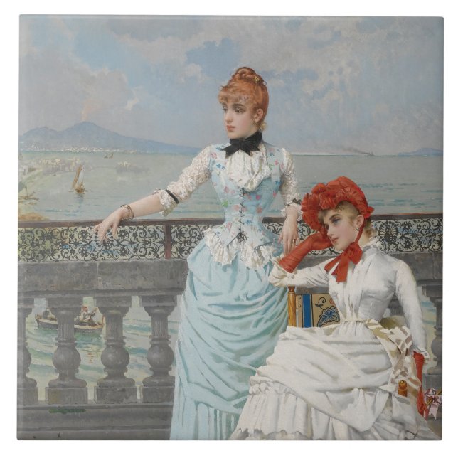 Azulejo Bellezas napolitanas (jóvenes italianas elegantes) (Frente)