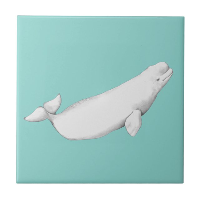 Azulejo Beluga Ilustracion de ballena Amante del regalo Az (Frente)