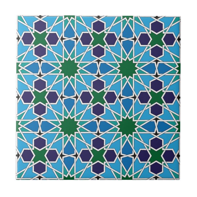Azulejo Ben Yusuf Madrasa Patrón Geométrico 10 (Frente)