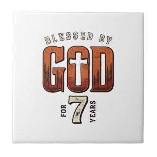 Azulejo Bendecido Por Dios 7 Años Camiseta Cristiana Vinta