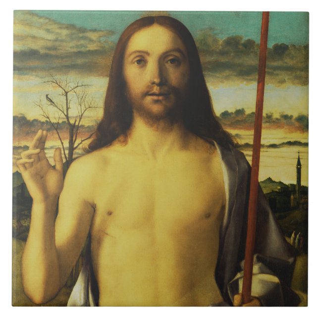 Azulejo Bendición de Cristo por Giovanni Bellini (Frente)