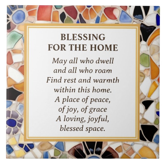 Azulejo Bendición de Hogar Casa Bendita mosaico falso colo (Frente)