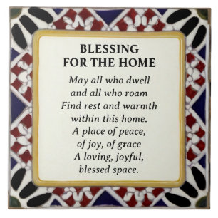 Azulejo Bendición de la casa Casa bendita rojo blanco y az