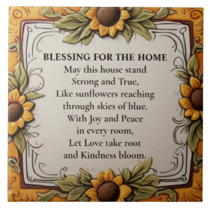 Azulejo Bendición de la casa Placa de señal de girasol de