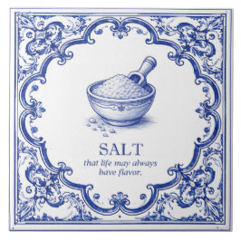 Azulejo Bendición de la Cocina de Sal Azul Mediterráneo