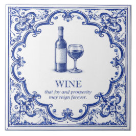 Azulejo Bendición de la Cocina del Vino Azul Italiano