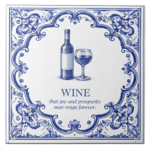Azulejo Bendición de la Cocina del Vino Azul Italiano