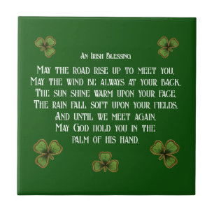 Azulejo Bendición irlandesa y tréboles verde oscuro